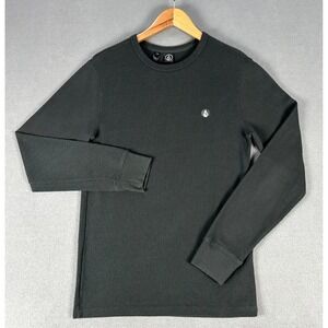 Volcom Shirt Mens Medium Grey Waffle Knit Thermal Skater Skate Moto Surf Y2K